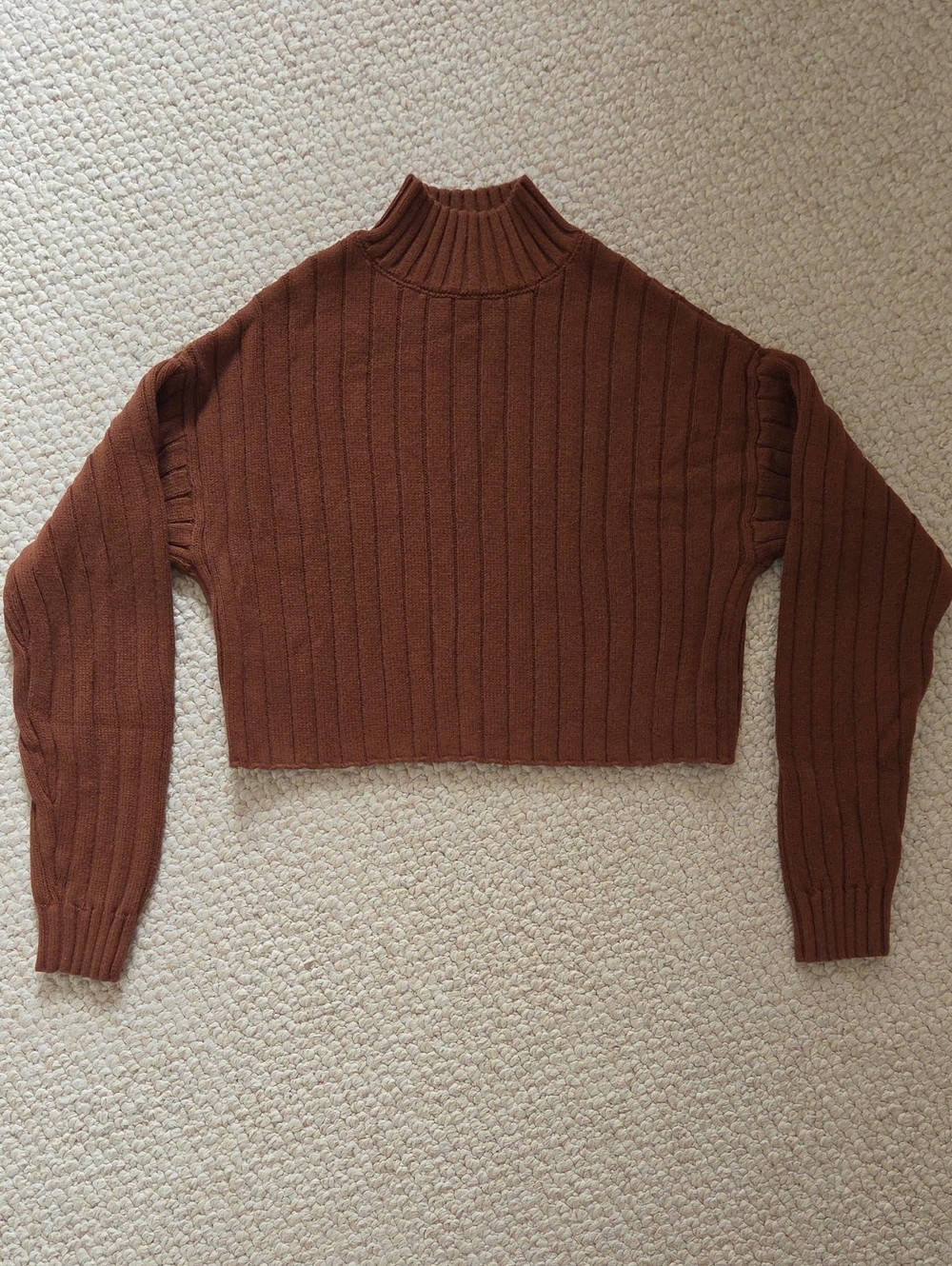 La Hearts (from Pacsun) Ribbed Cropped Turtleneck Sweater - Brown